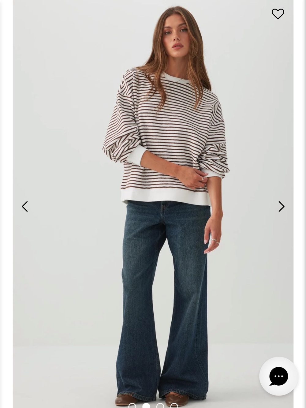 Ardene White & Brown Striped Crewneck Sweatshirt